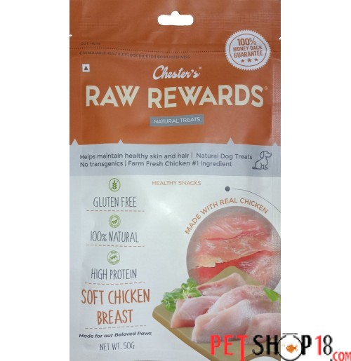 Chester Raw Rewards Dog Treats Soft Chicken Breast 50 Gm